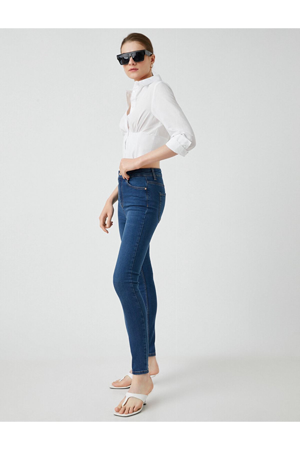 Koton Skinny Kadın Mavi Jean Pantolon - 3WAL40036MD