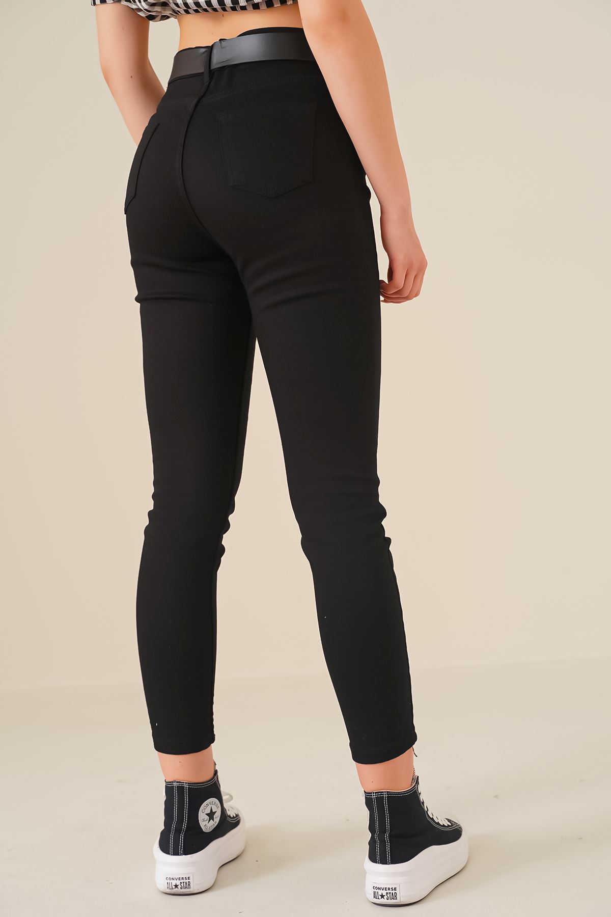 Giyinsen Kadın Siyah Kanvas Pantolon - 23YM21006322
