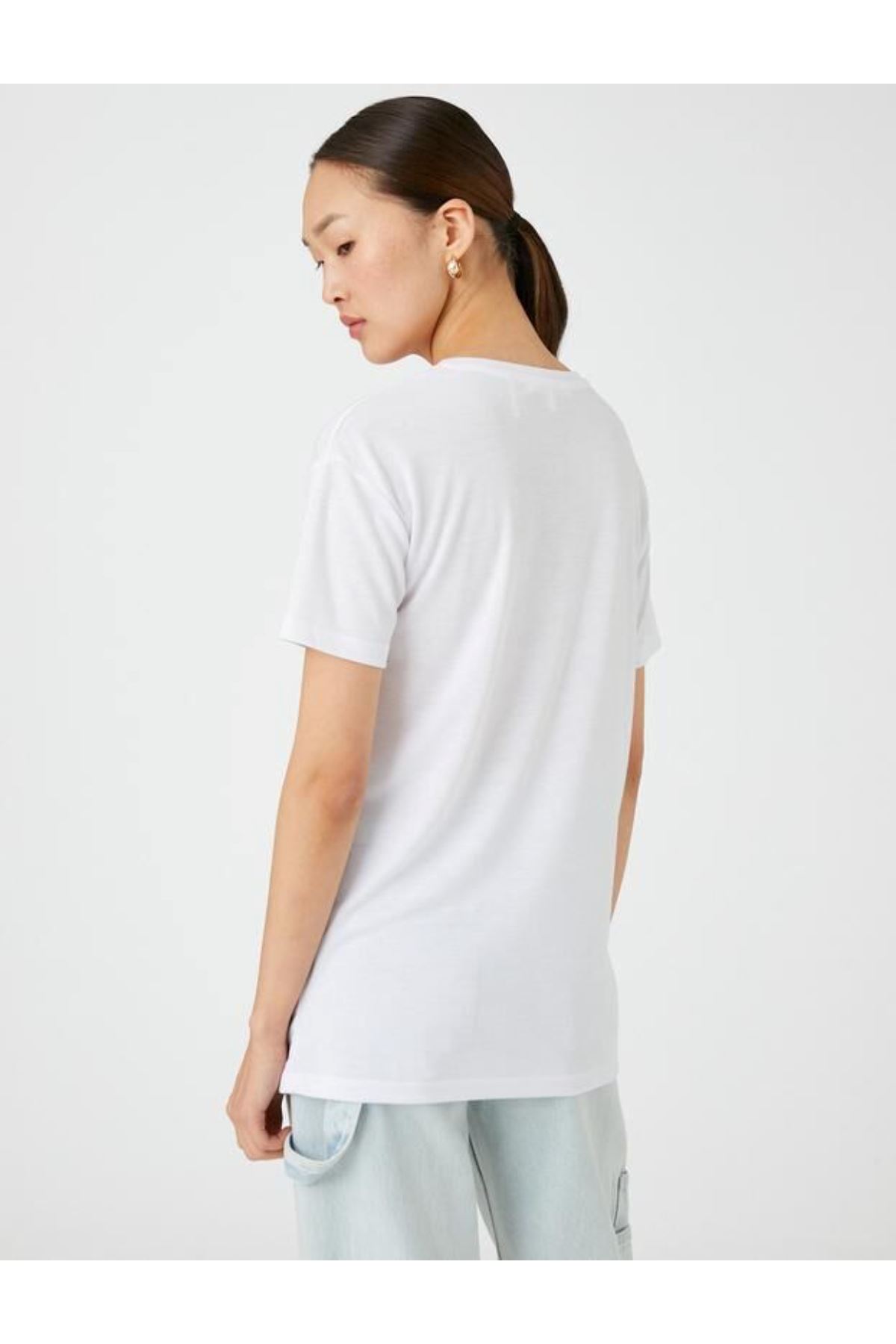 Koton Kadın Beyaz Tişört - 3SAK50025EK