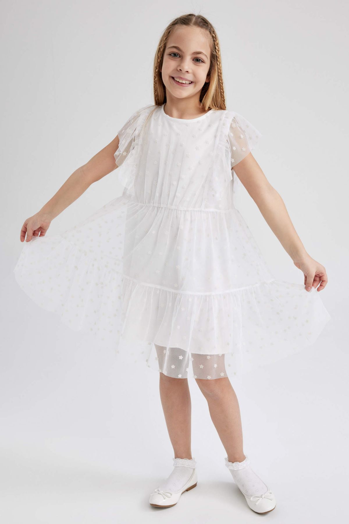 Defacto Kız Çocuk Beyaz Elbise - Z5432A6/BG197