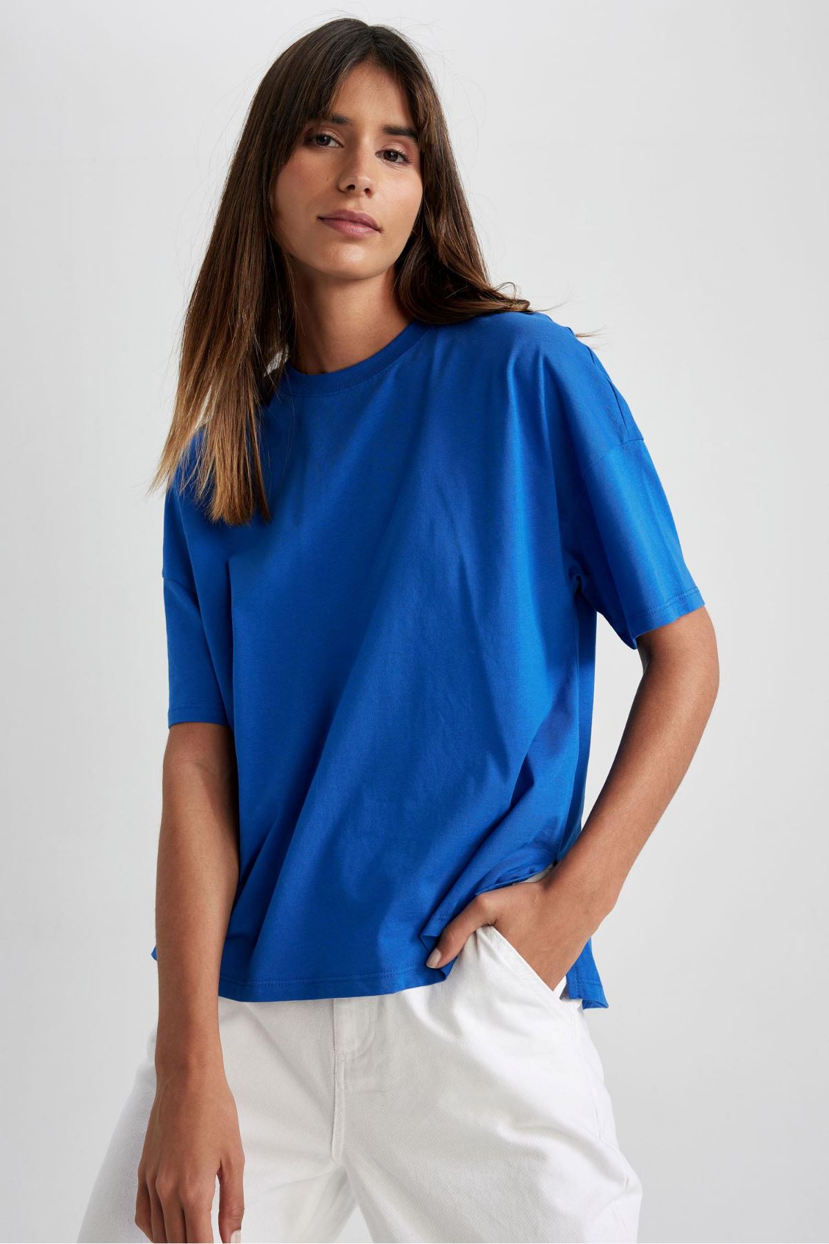 Defacto Kadın Mavi Tişört - W9570AZ/BE399