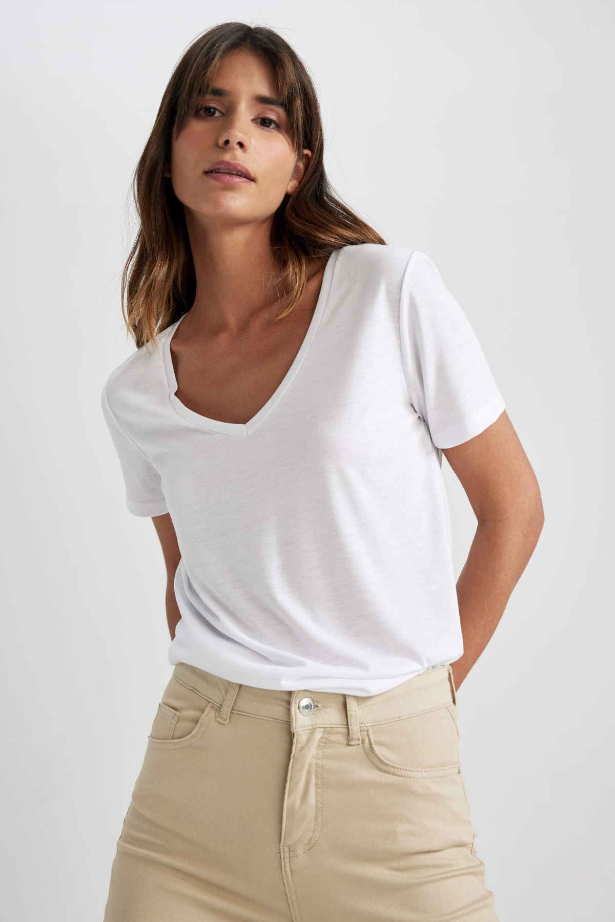 Defacto Kadın Beyaz Tişört - W9204AZ/WT34