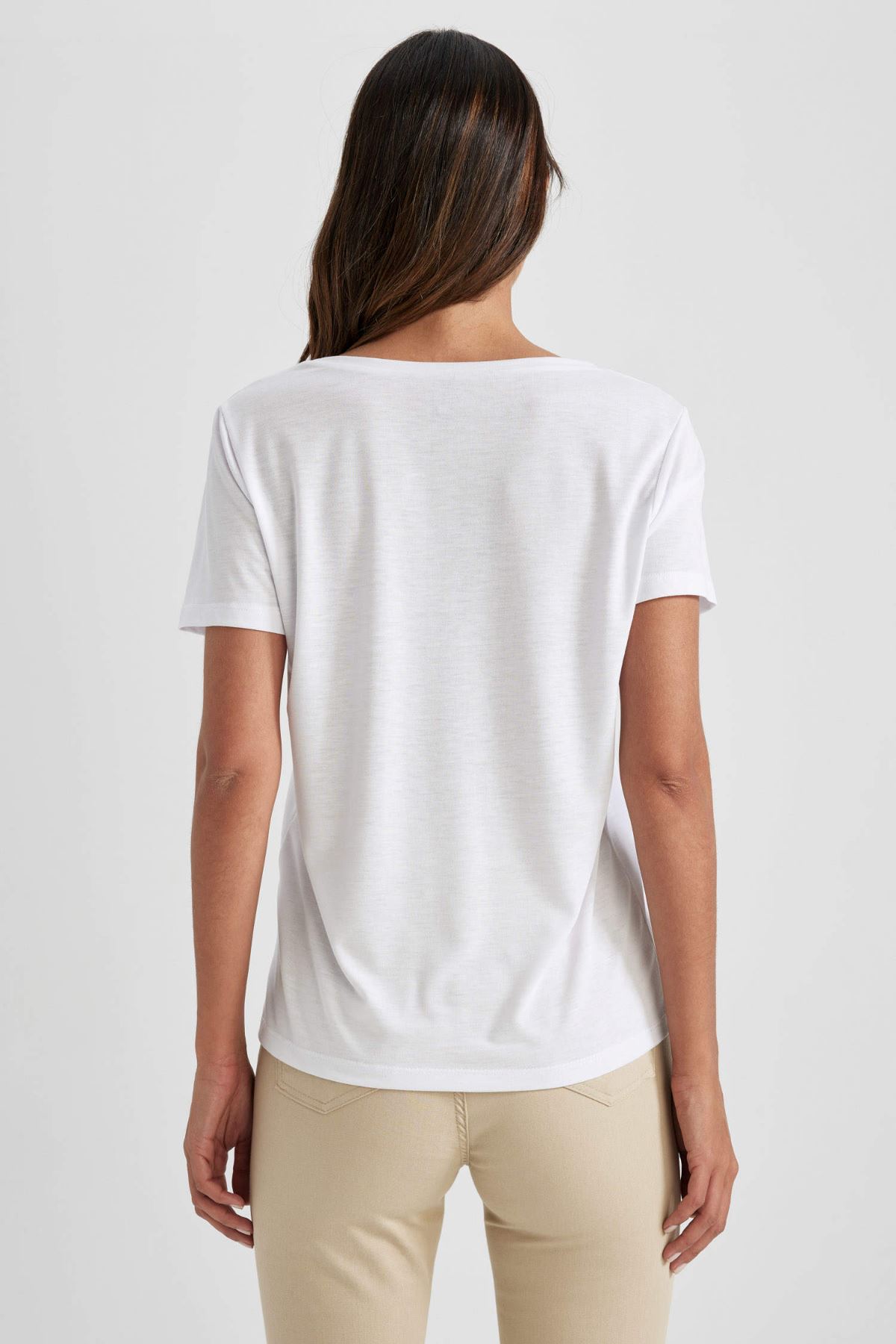 Defacto Kadın Beyaz Tişört - W9204AZ/WT34