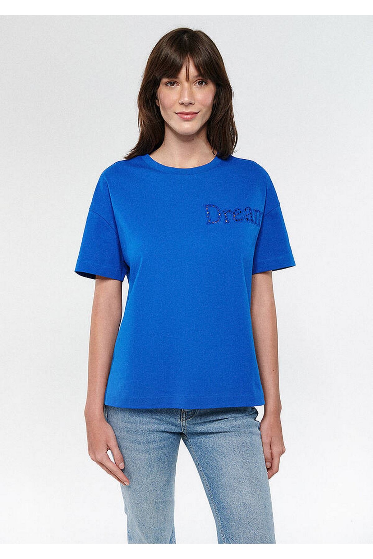 Penye Mavi Kadın Mavi Tişört - M1611221-81347