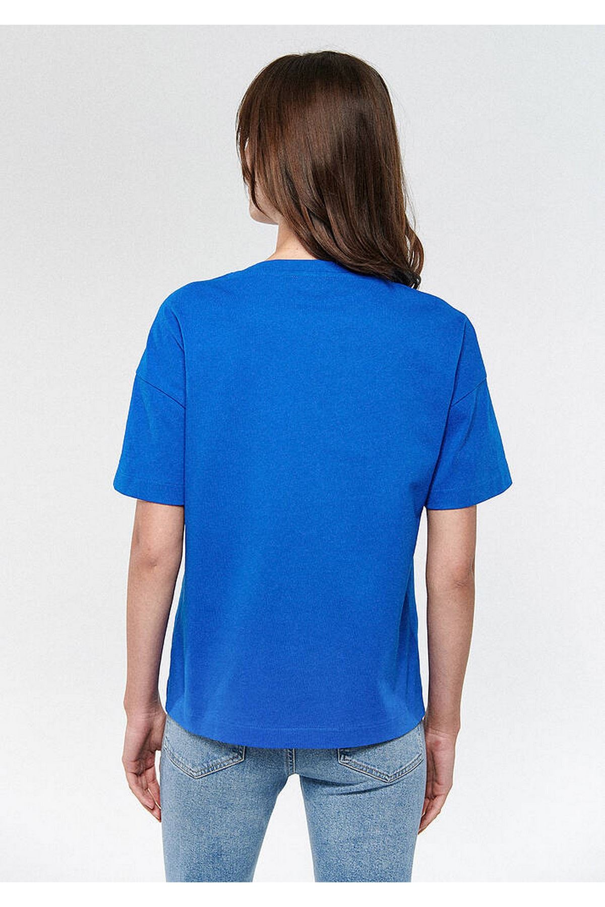 Penye Mavi Kadın Mavi Tişört - M1611221-81347