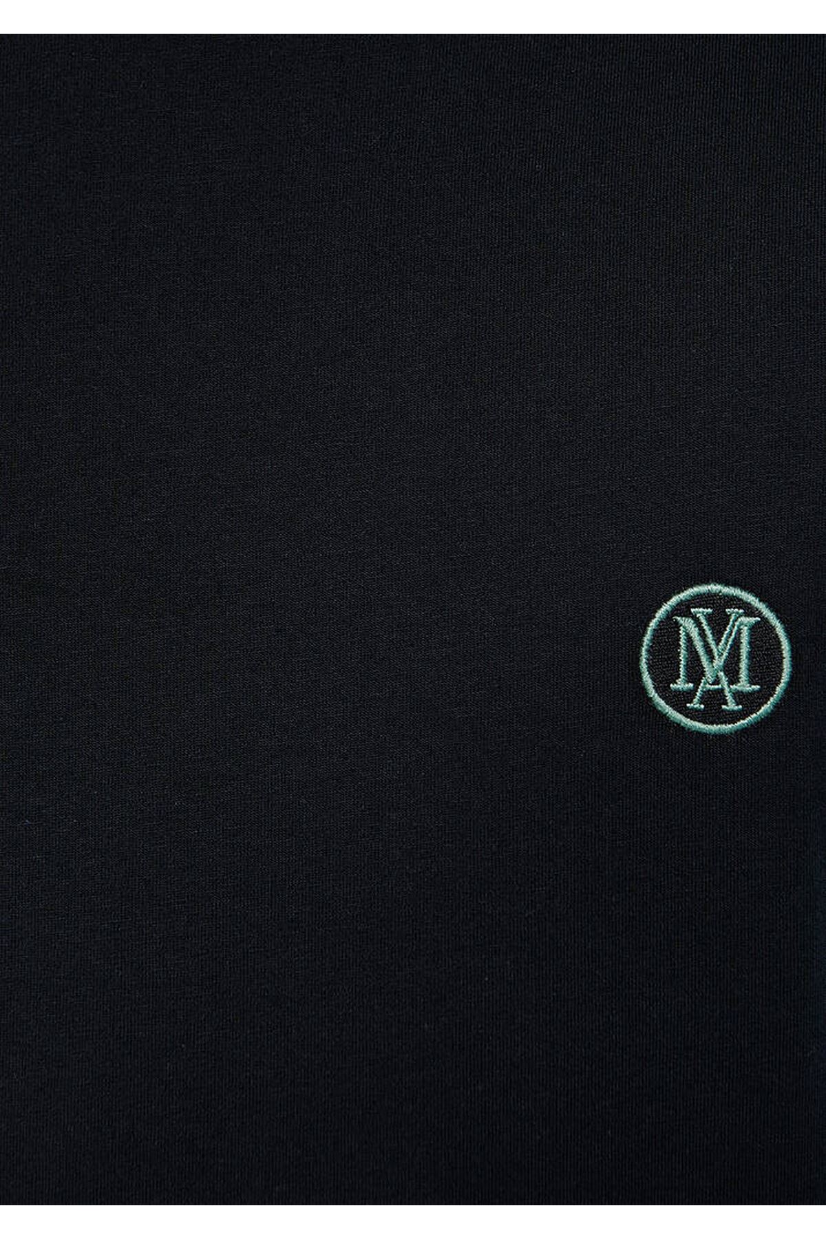 Logo Nakışlı  Mavi Erkek Siyah Tişört - M067074-900