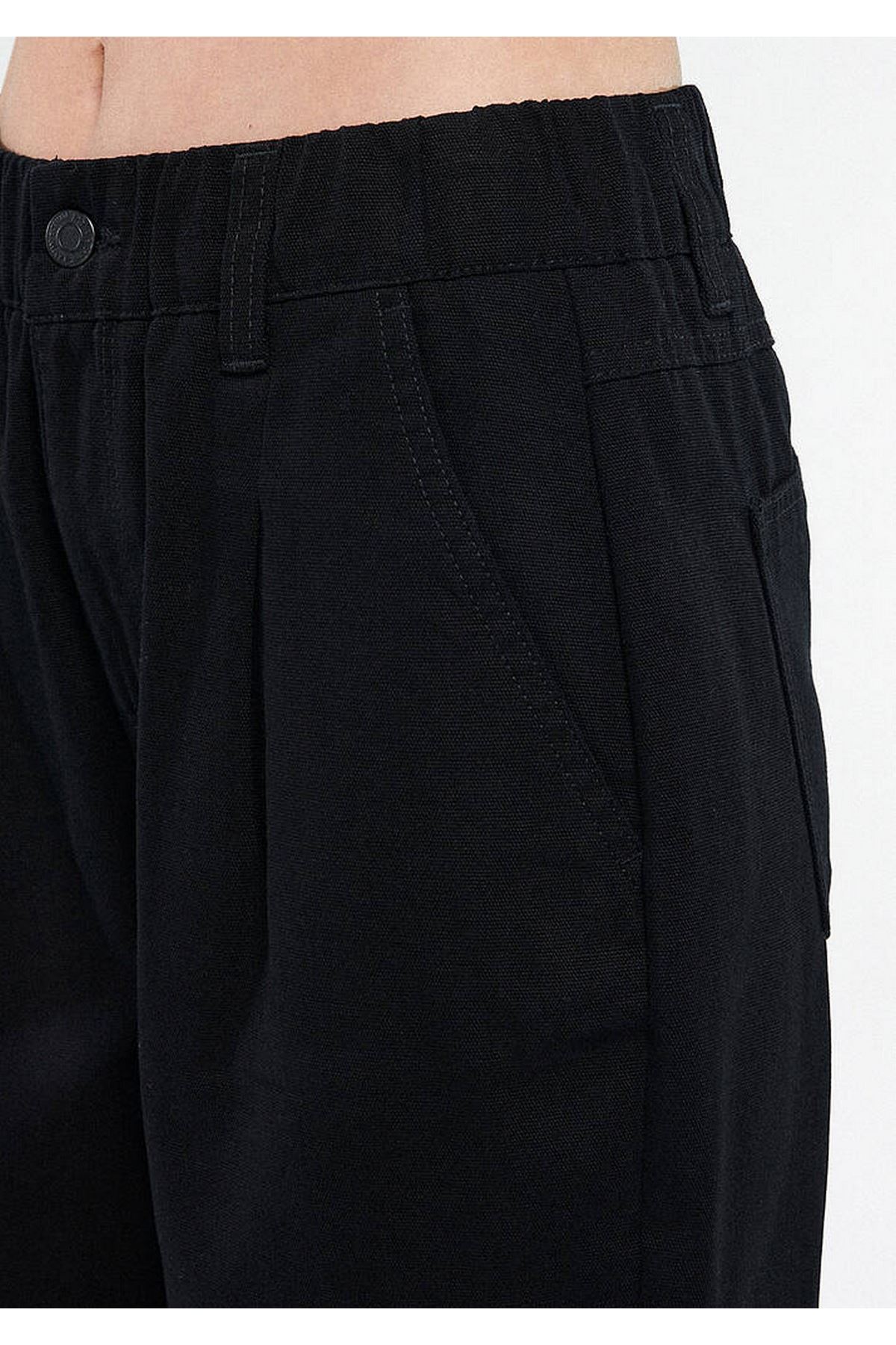 Dokuma Mavi Kadın Siyah Kanvas Pantolon - M1010065-900