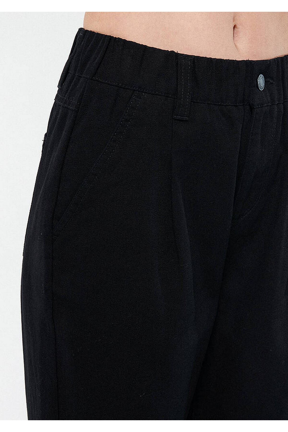 Dokuma Mavi Kadın Siyah Kanvas Pantolon - M1010065-900