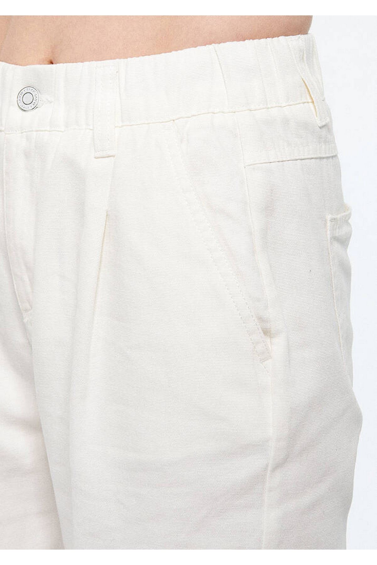 Dokuma Mavi Kadın Beyaz Kanvas Pantolon - M1010065-70057