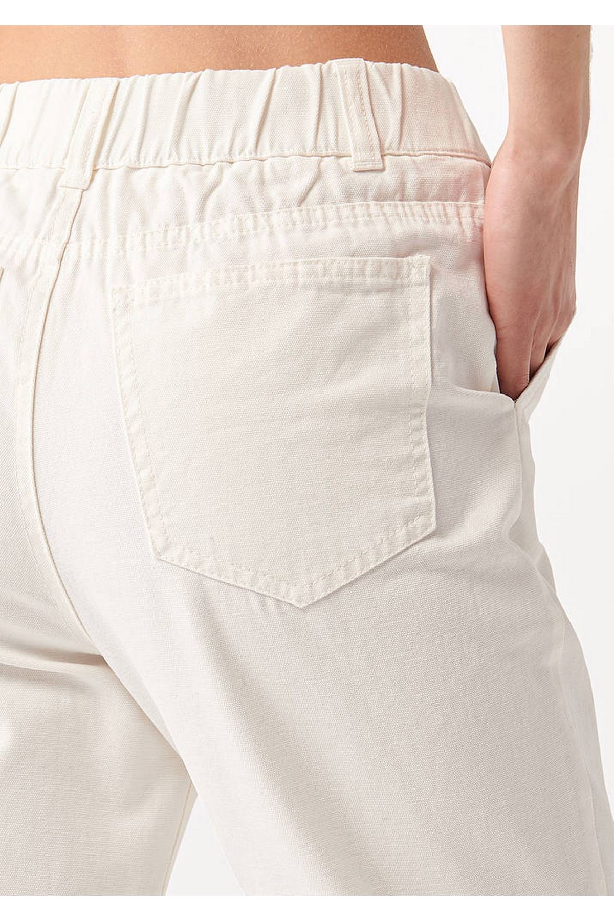 Dokuma Mavi Kadın Beyaz Kanvas Pantolon - M1010065-70057