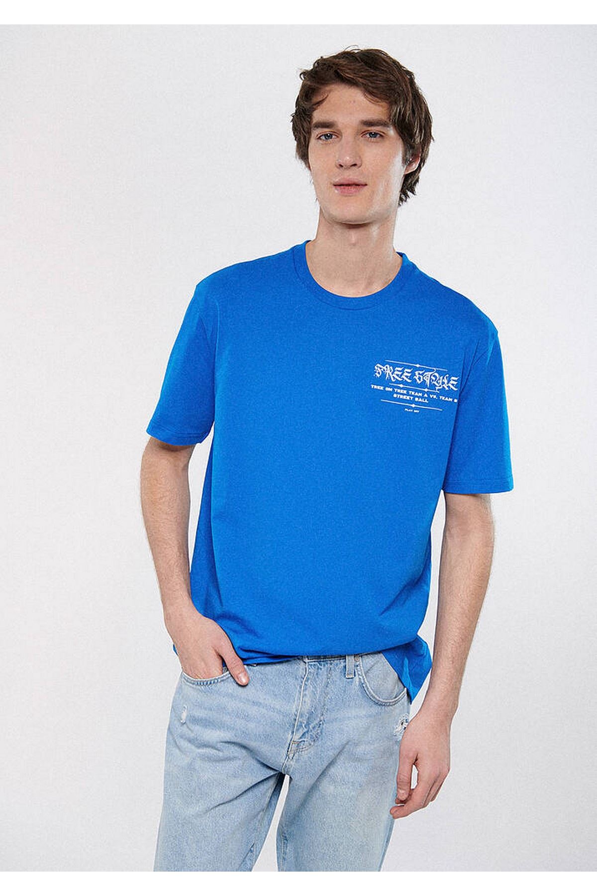 Freestyle Baskılı  Mavi Erkek Mavi Tişört - M0611137-70913