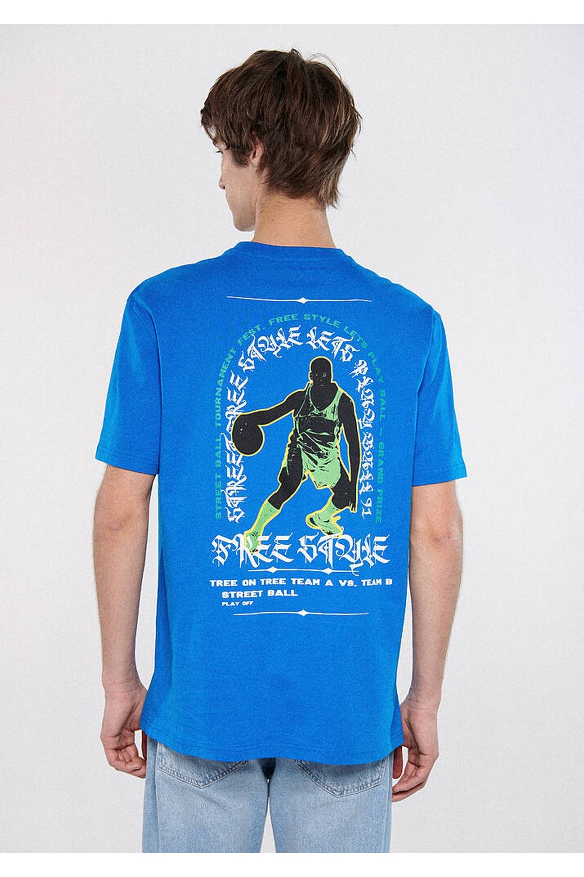 Freestyle Baskılı  Mavi Erkek Mavi Tişört - M0611137-70913