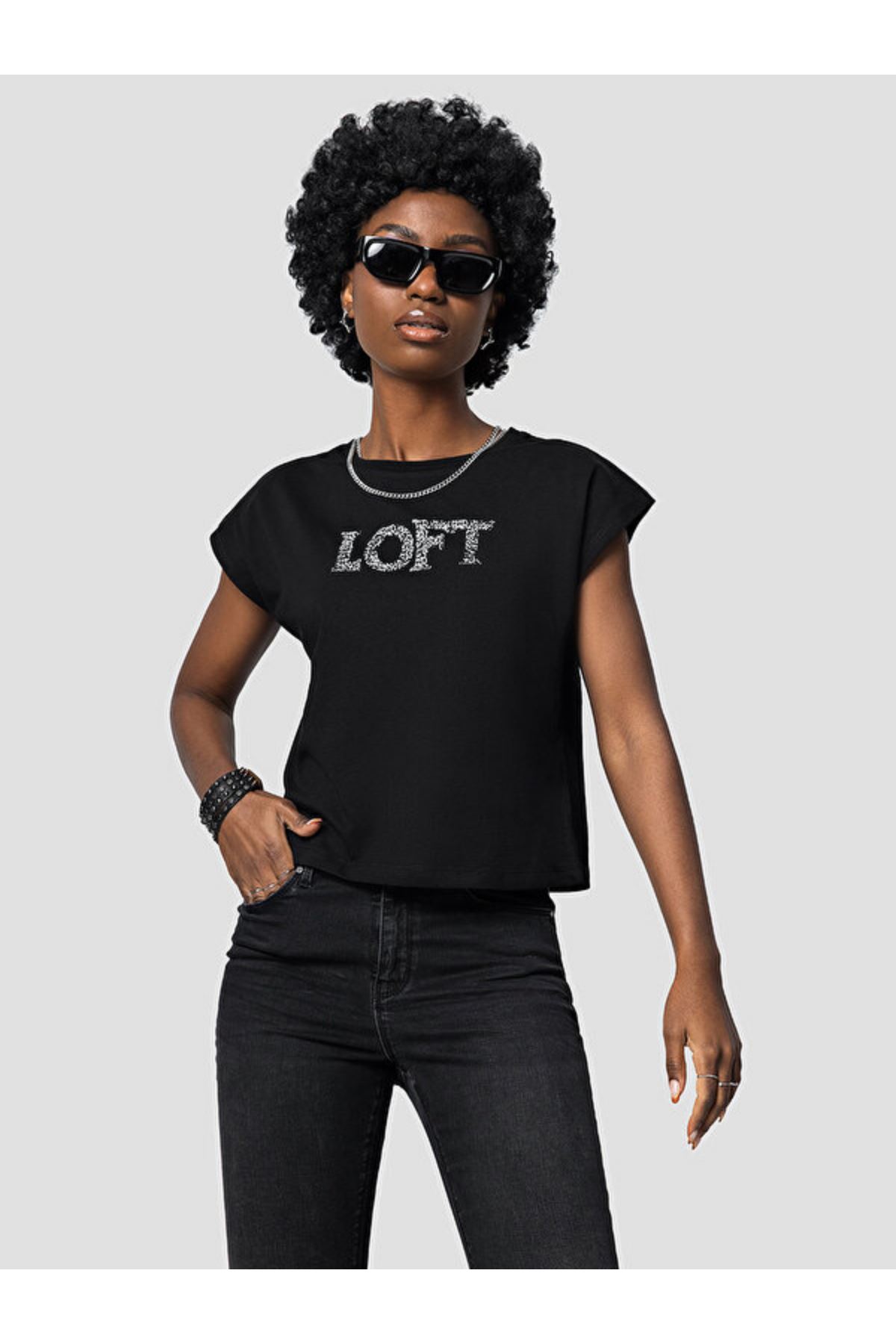 Loft Kadın Siyah Tişört - LF2032135