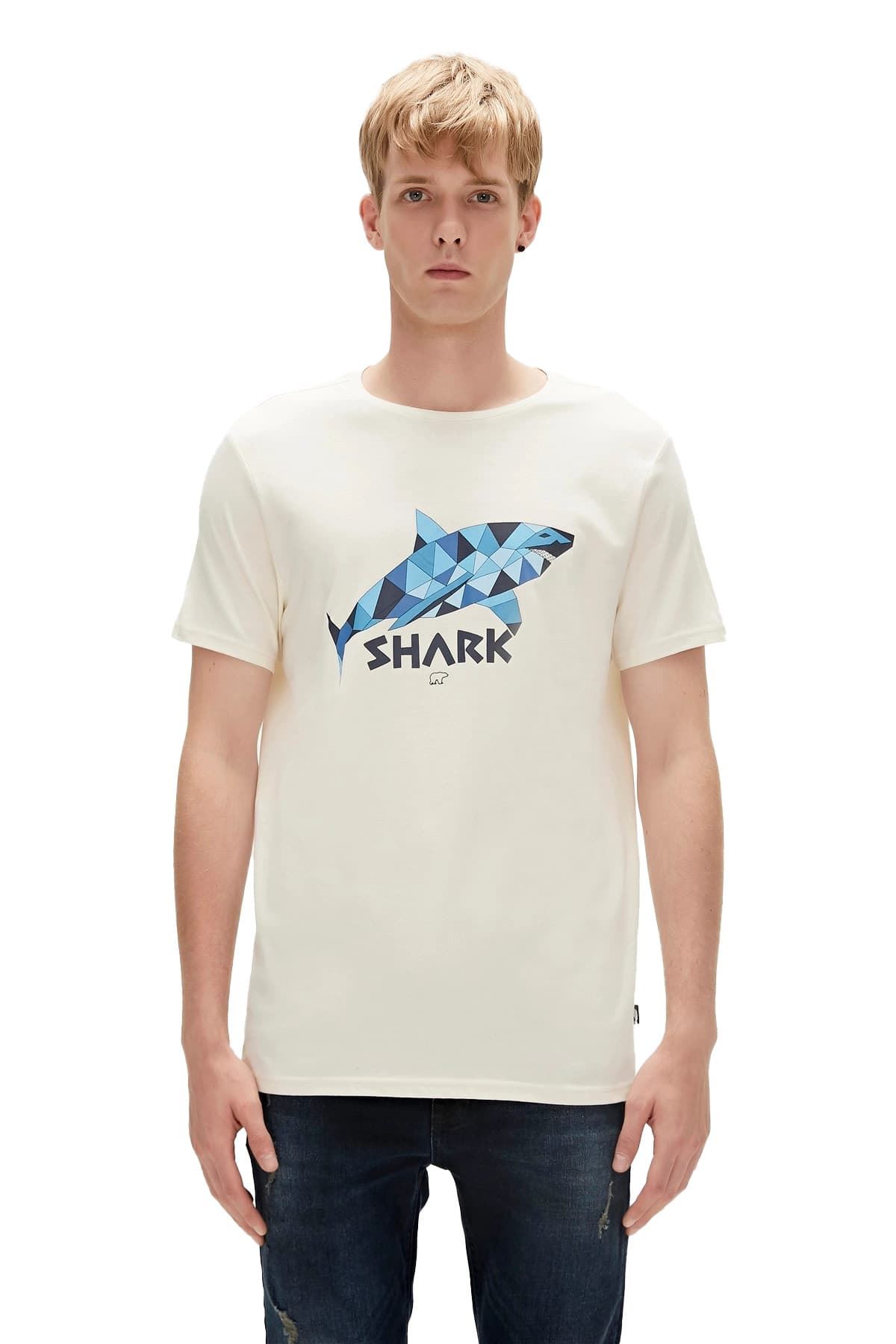 Bad Bear Shark Erkek Beyaz Tişört - 23.01.07.024