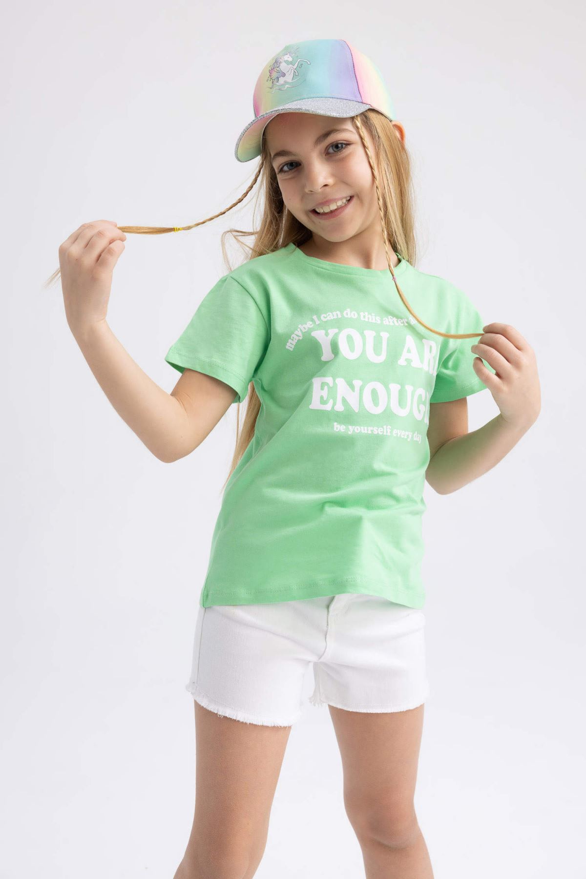 Defacto Kız Çocuk Yeşil Tişört - Z7731A6/GN551