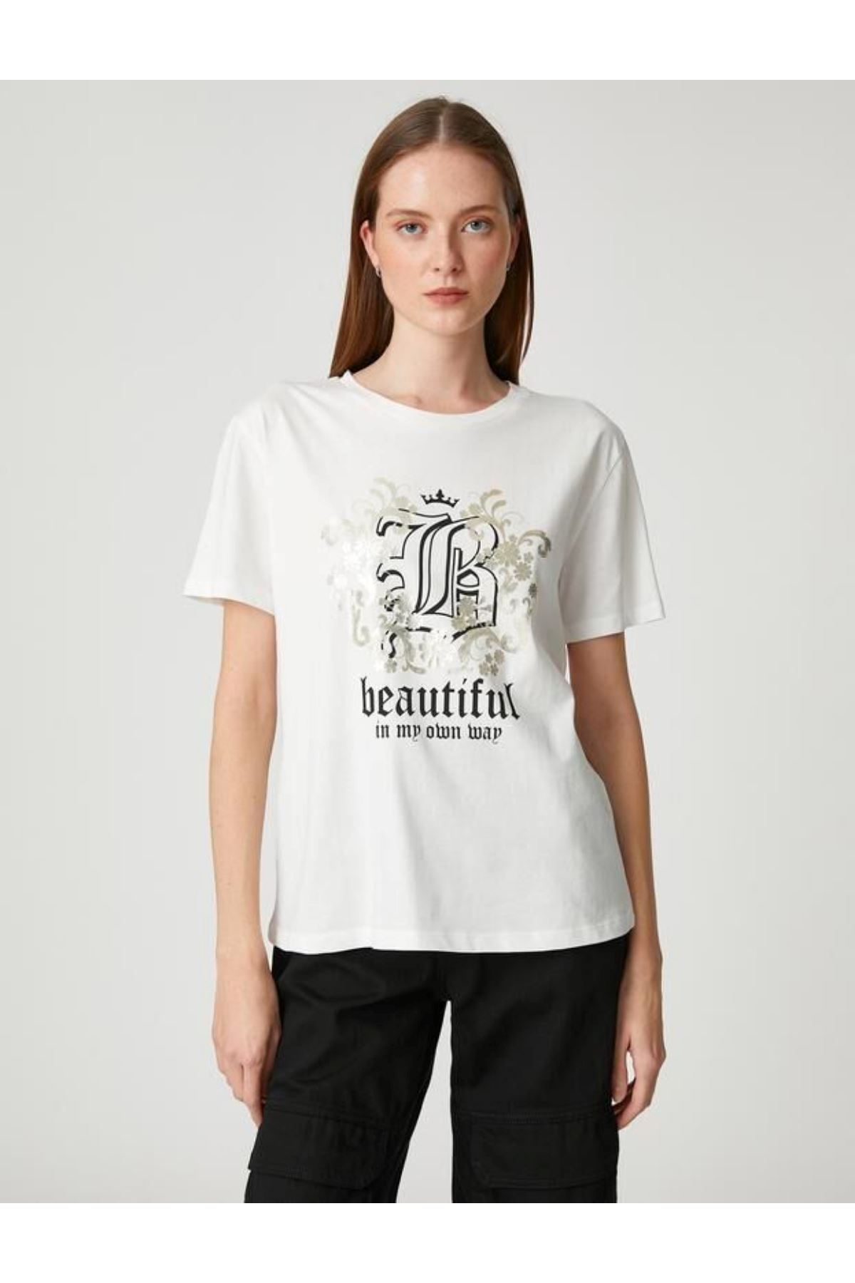 Koton Kadın Beyaz Tişört - 3SAK50252EK