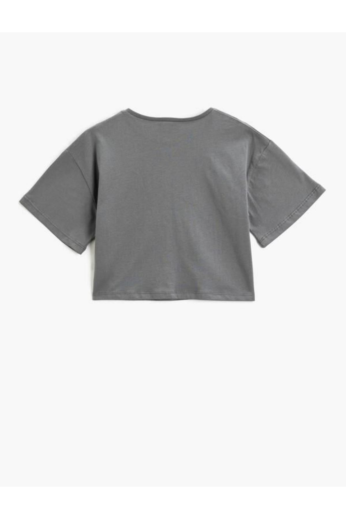 Koton Kız Çocuk Antrasit Tişört - 3SKG10060AK