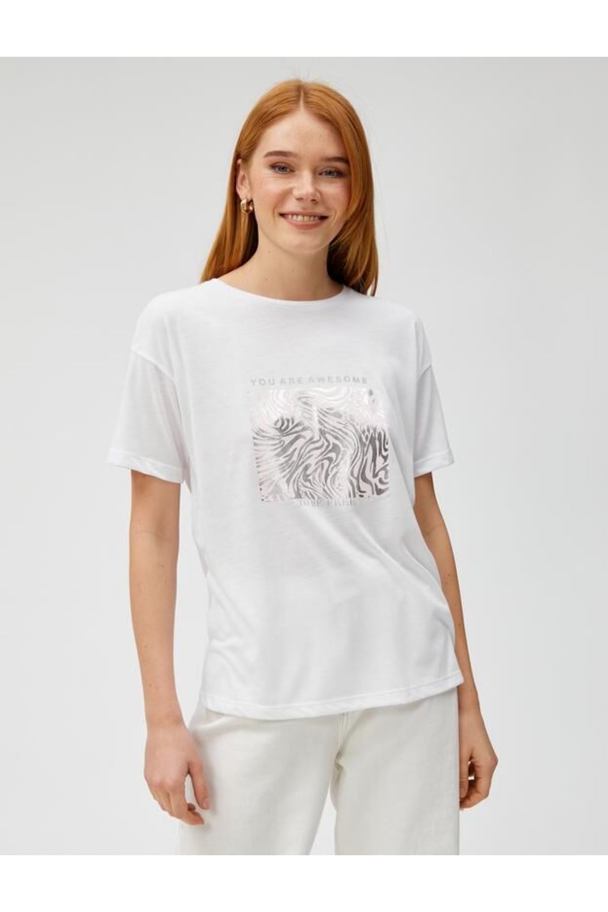 Koton Kadın Beyaz Tişört - 3SAK50238EK