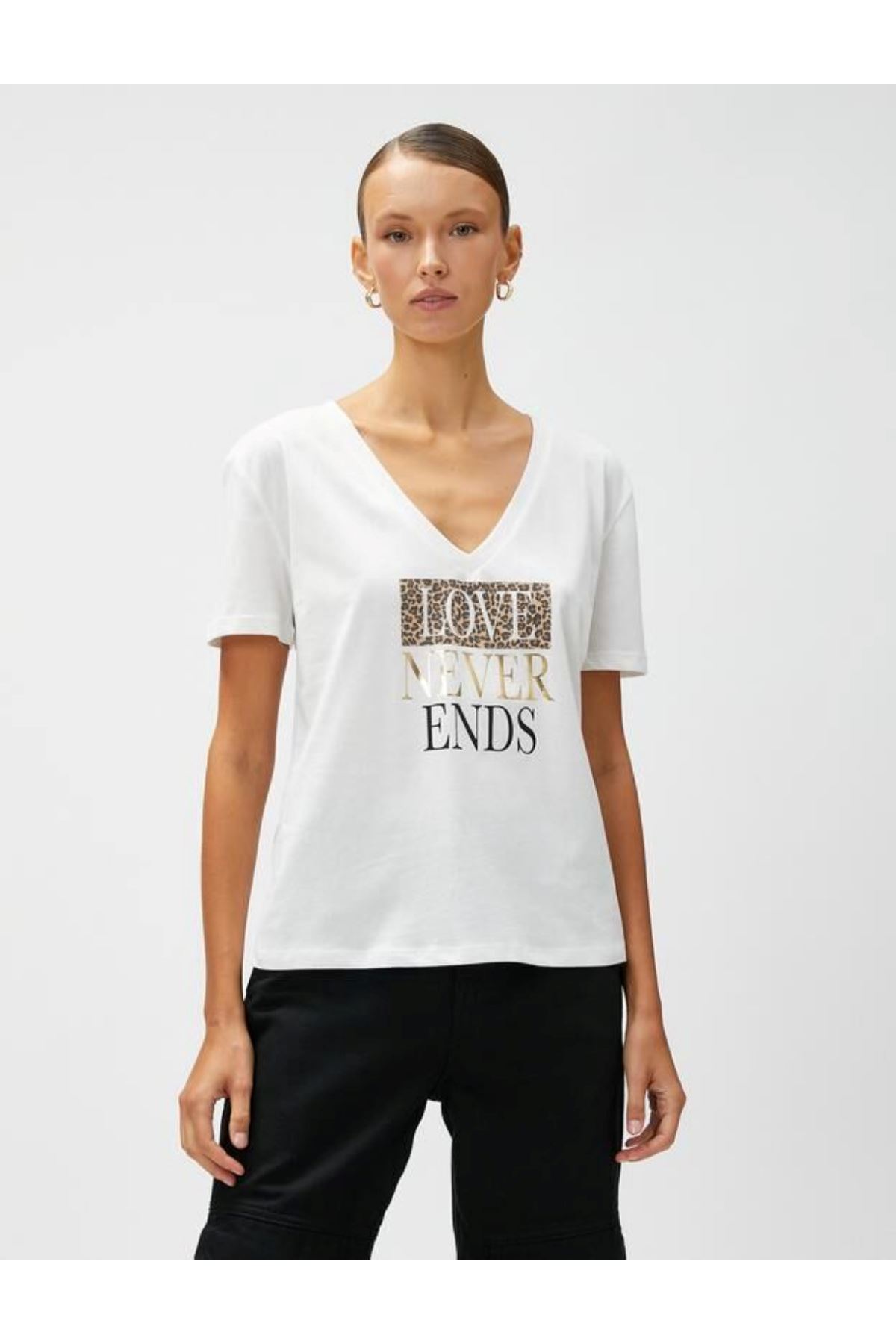 Koton Kadın Beyaz Tişört - 3SAK50226EK