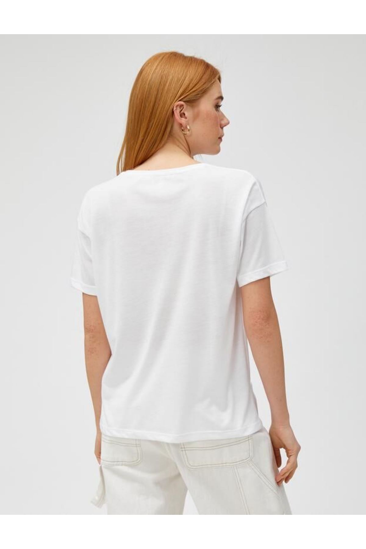Koton Kadın Beyaz Tişört - 3SAK50238EK