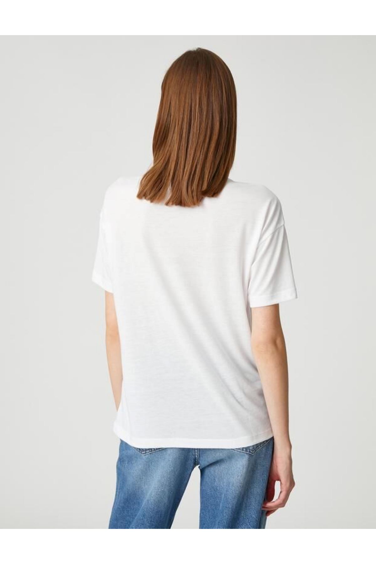 Koton Kadın Beyaz Tişört - 3SAK50247EK