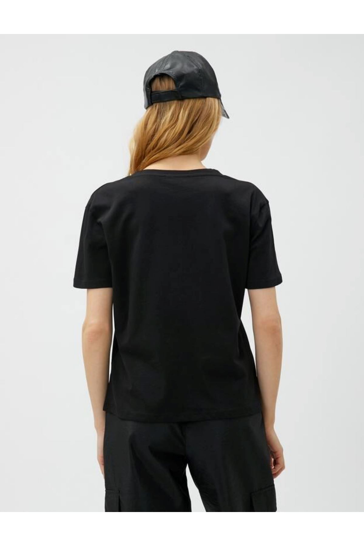 Koton Kadın Siyah Tişört - 3SAK50226EK