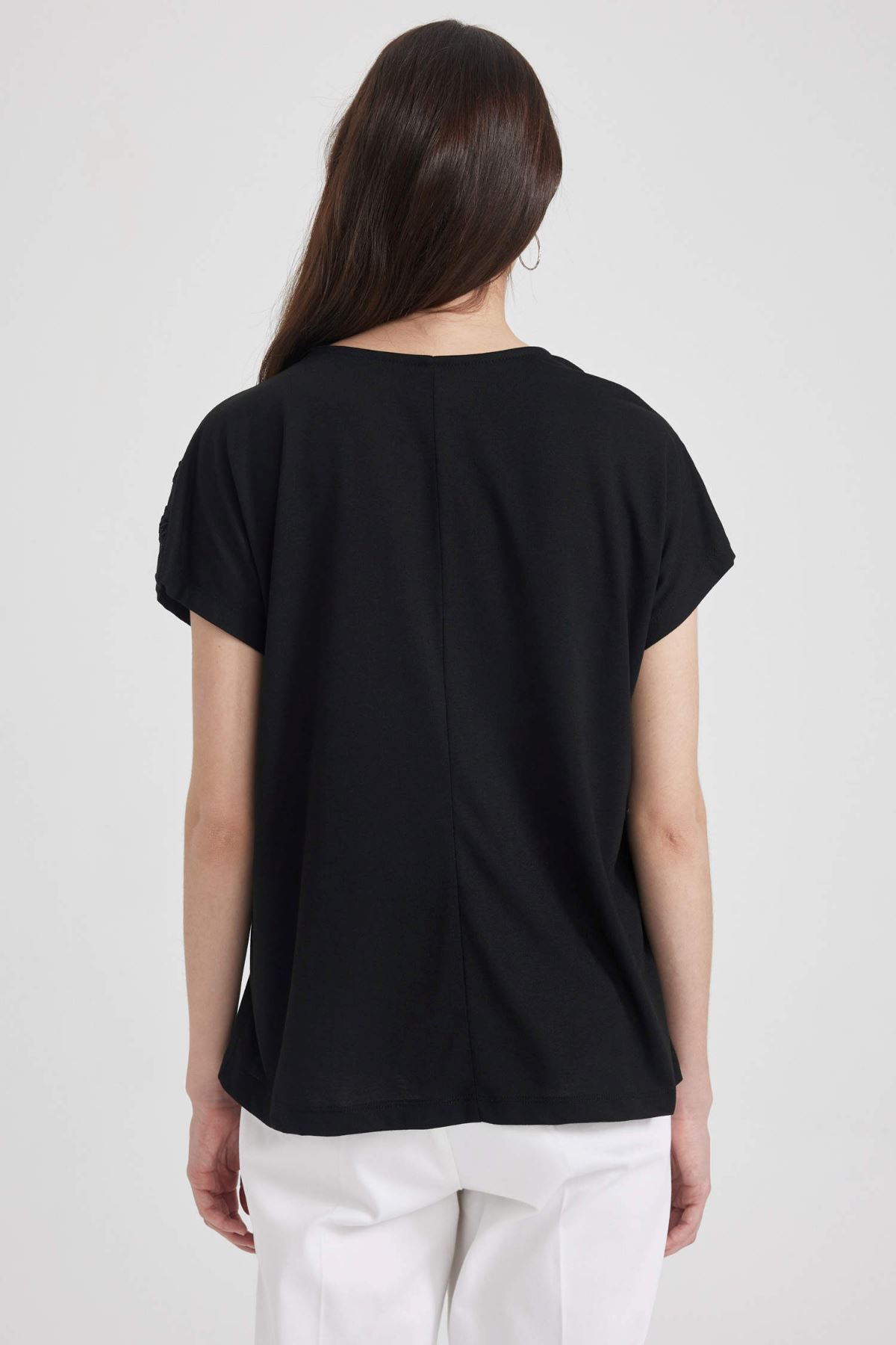 Defacto Kadın Siyah Tişört - X4976AZ/BK81