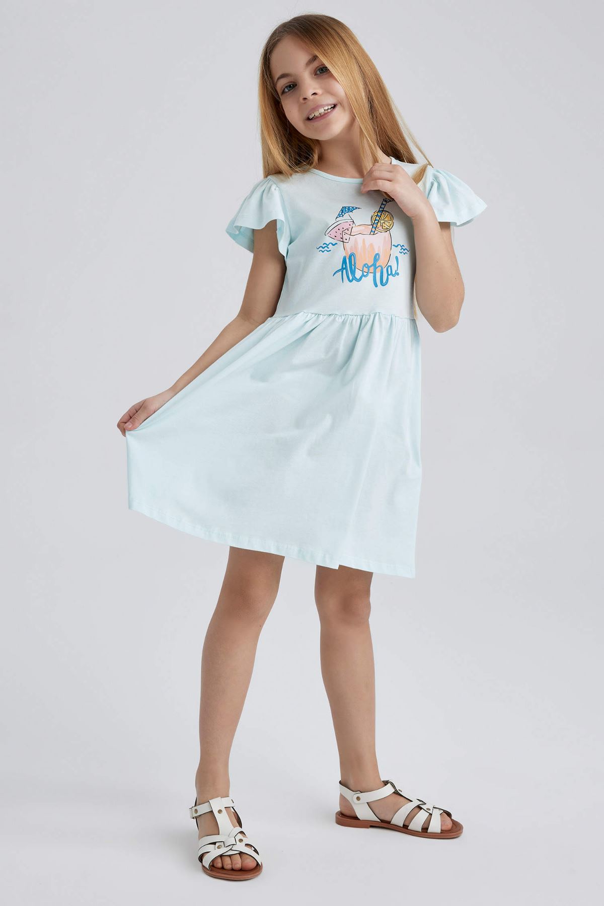 Defacto Kız Çocuk Mavi Elbise - Z6912A6/GN1027