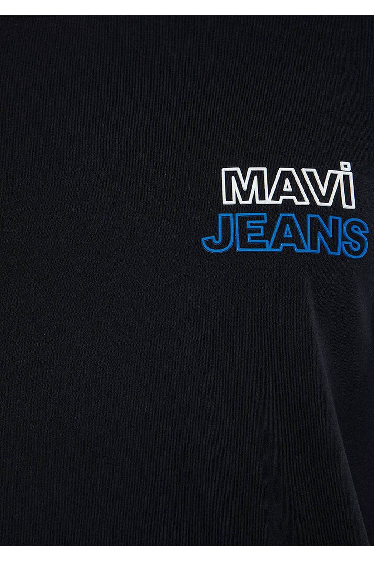 Mavi Logo Baskılı Erkek Siyah Tişört - M066841-900