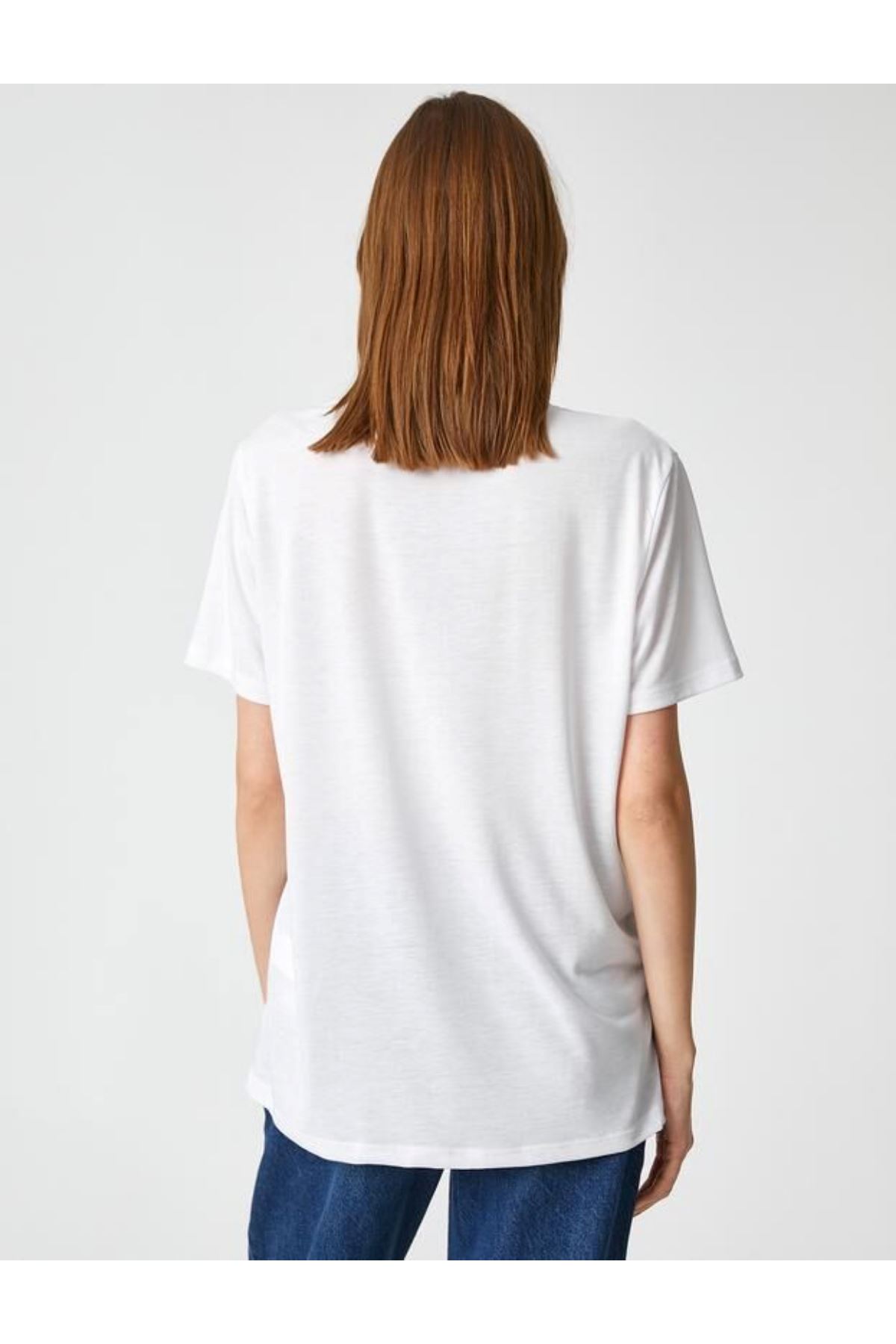 Koton Kadın Beyaz Tişört - 3SAK50115EK