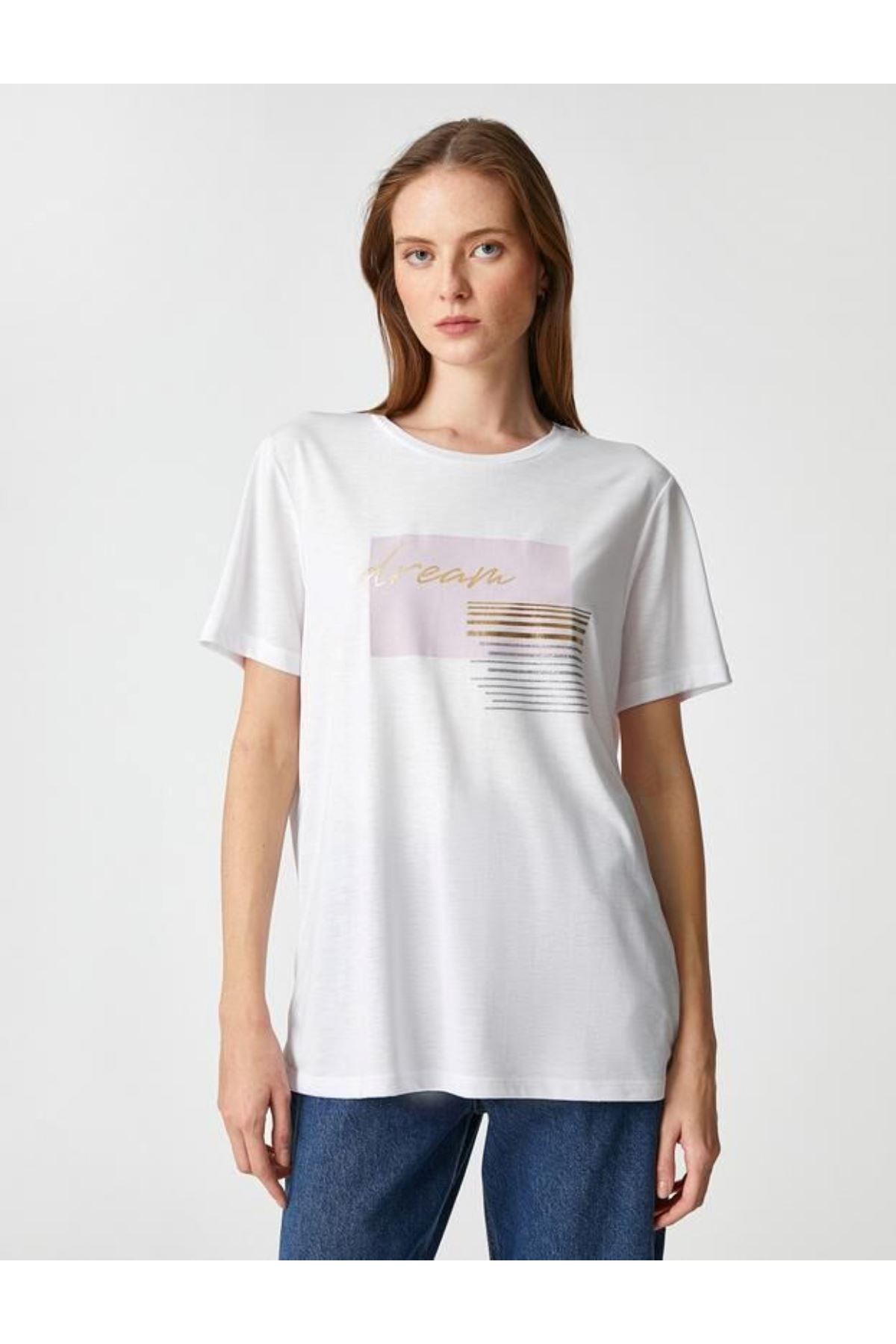Koton Kadın Beyaz Tişört - 3SAK50115EK