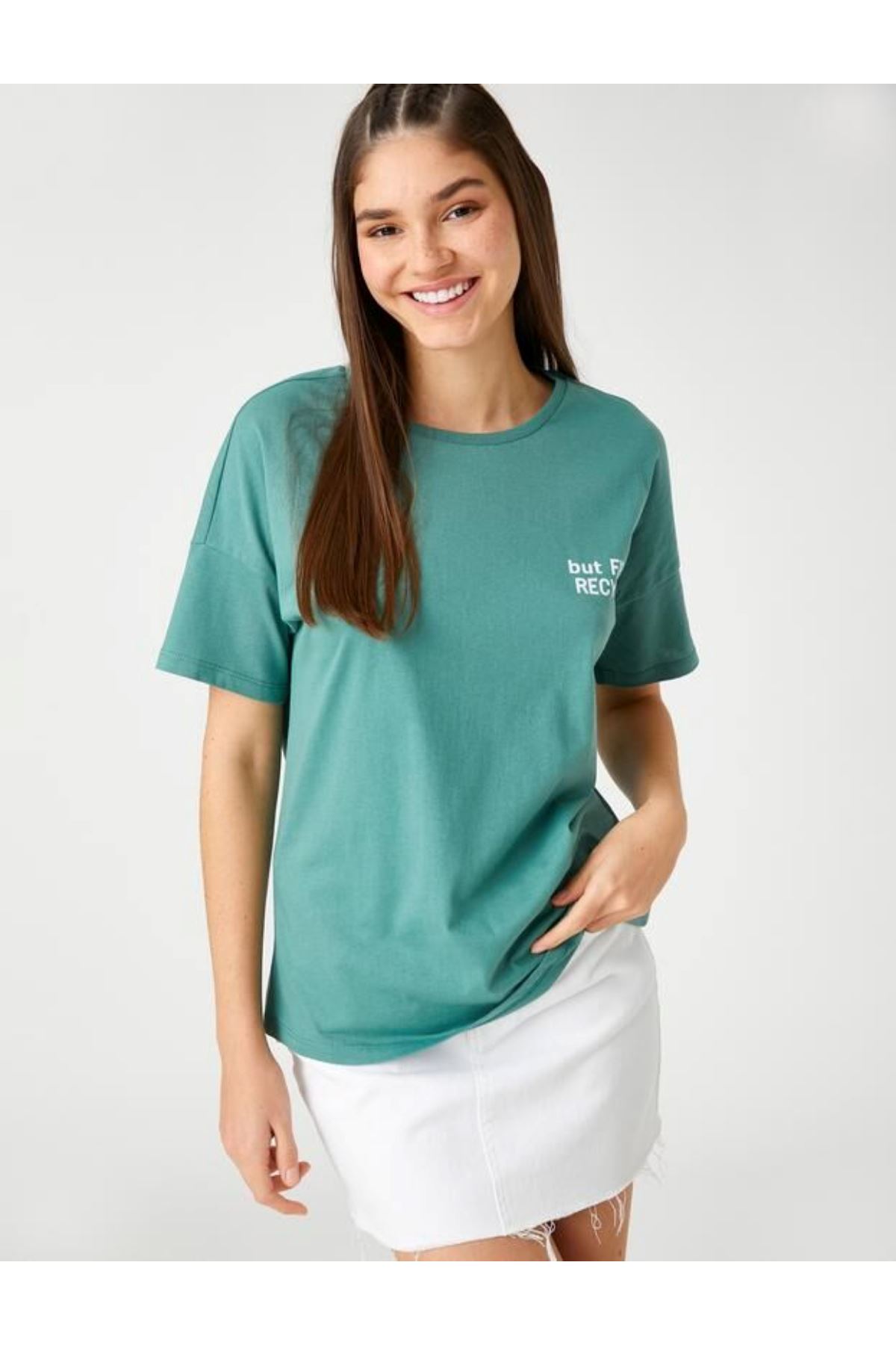 Koton Kadın Yeşil Tişört - 3SAL10056IK