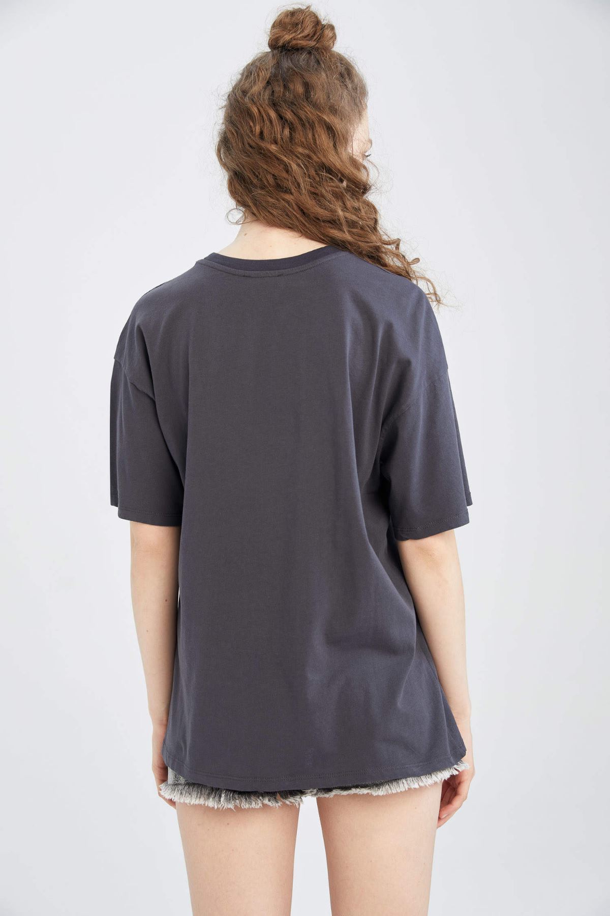 Defacto Kadın Antrasit Tişört - Y1526AZ/AR191