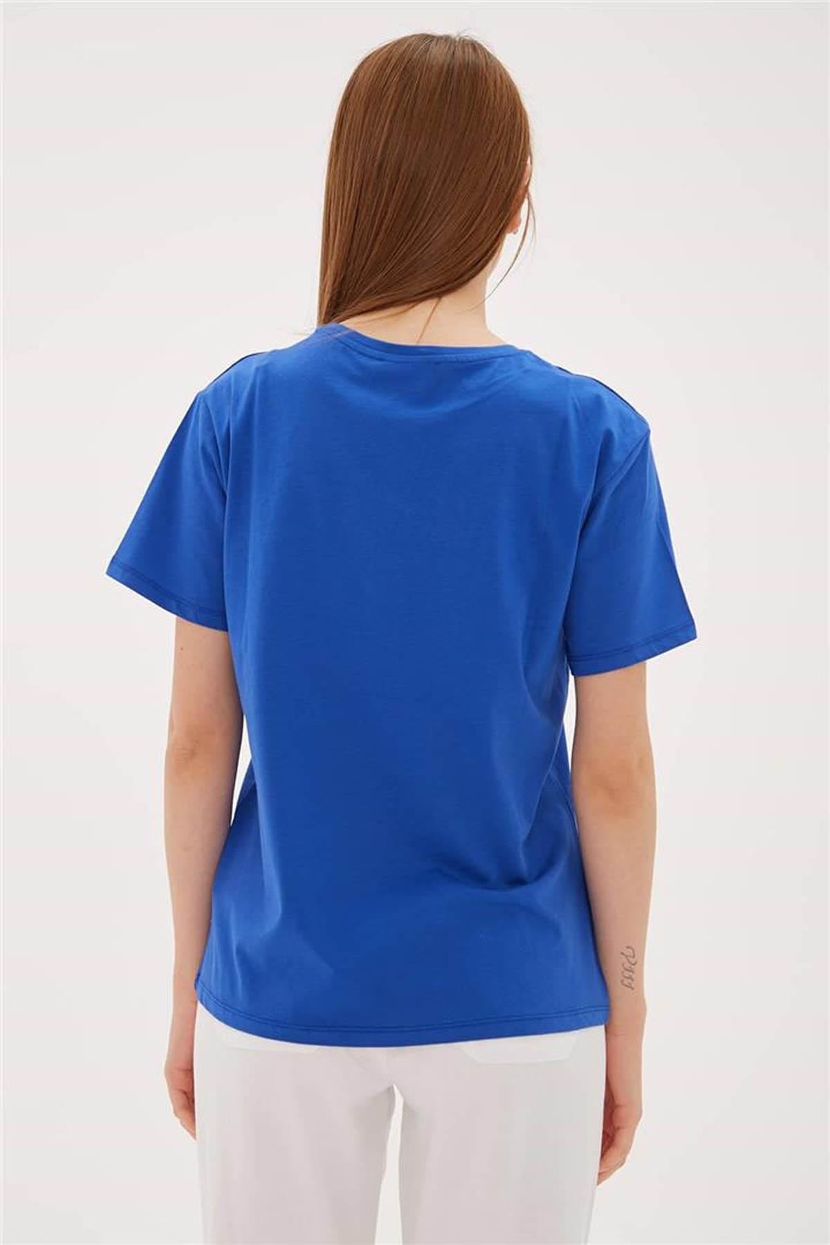 Fashion Friends Kadın Mavi Tişört - 23Y0606K1