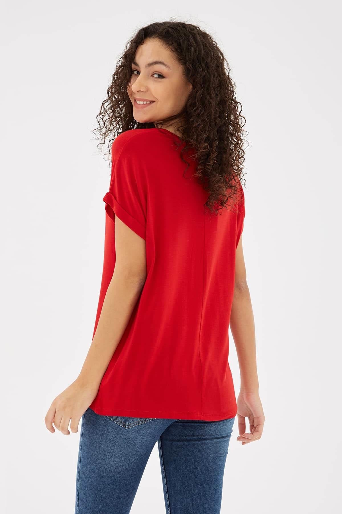 Fashion Friends Kadın Kırmızı Tişört - 23Y0541K1