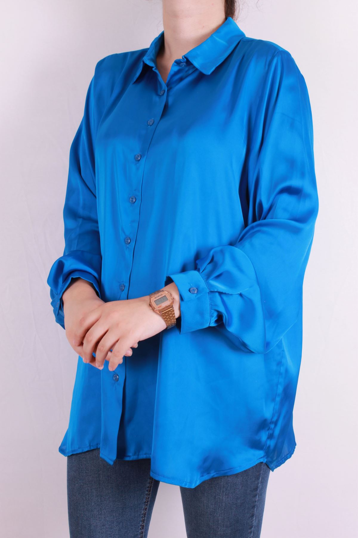 Giyinsen Kadın Mavi Gömlek - 24KR272O6063