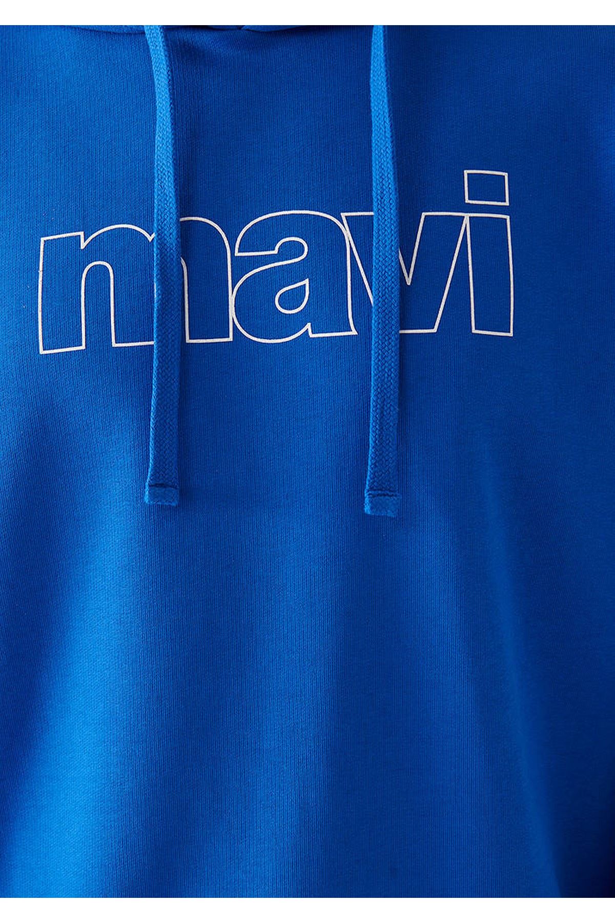 Mavi Logo Kapüşonlu Erkek Mavi Sweat - M065606-70913