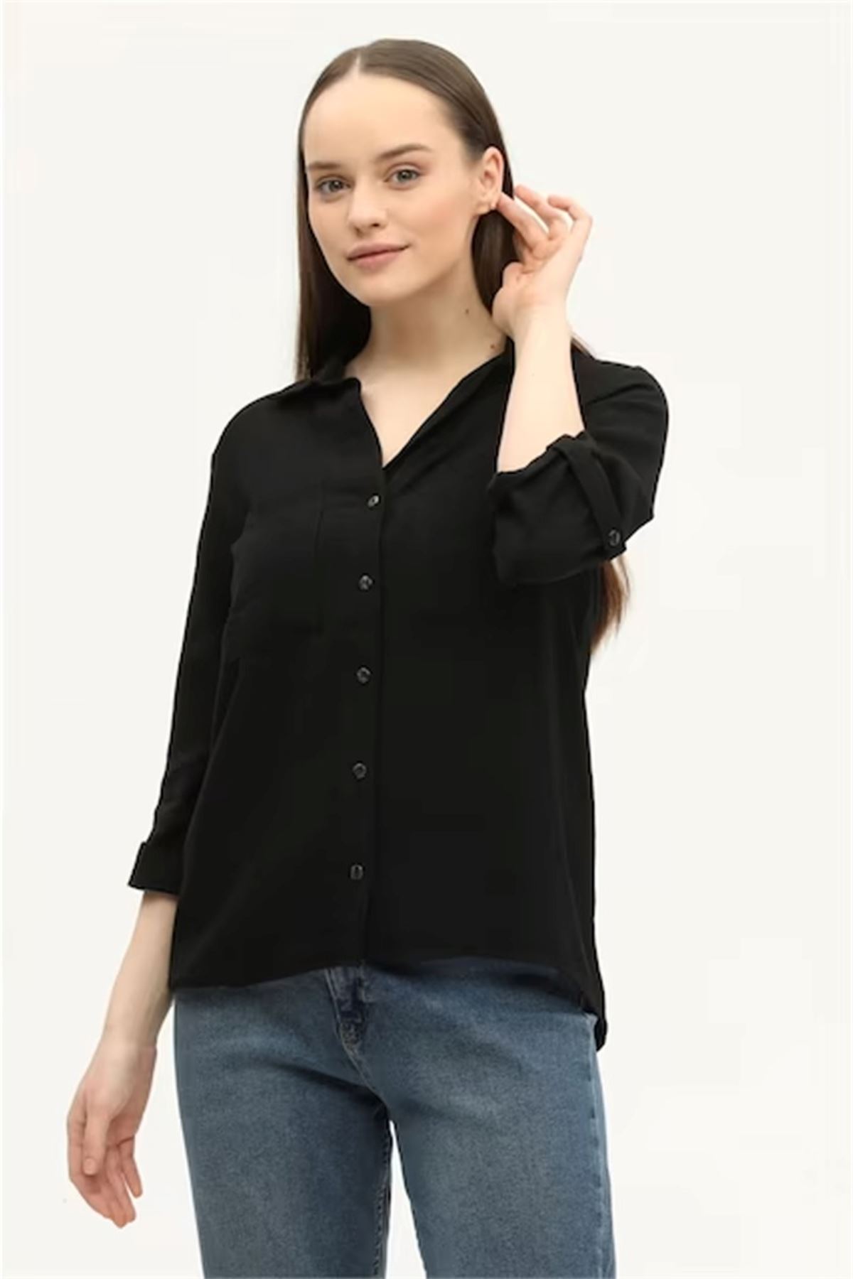 Giyinsen Kadın Siyah Gömlek - 24YW68010900