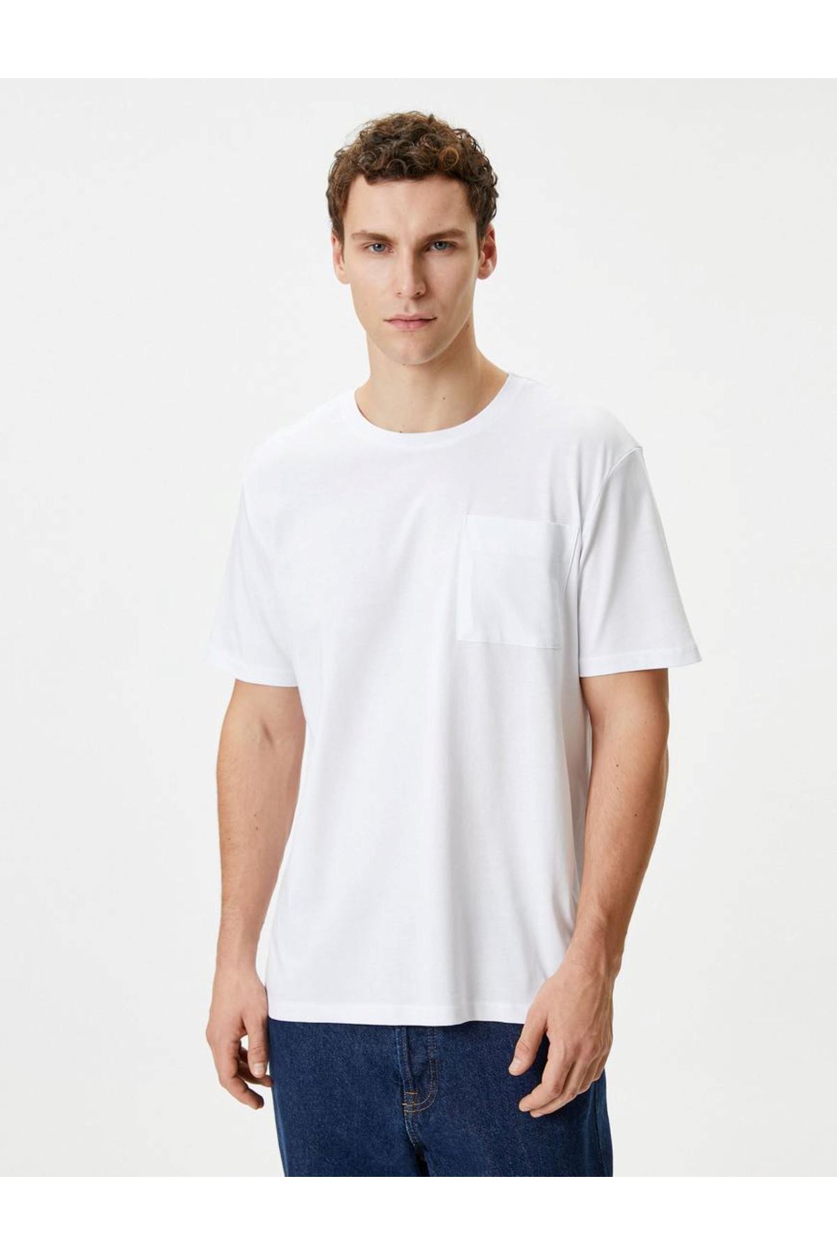 Koton Erkek Beyaz Tişört - 4SAM10228HK