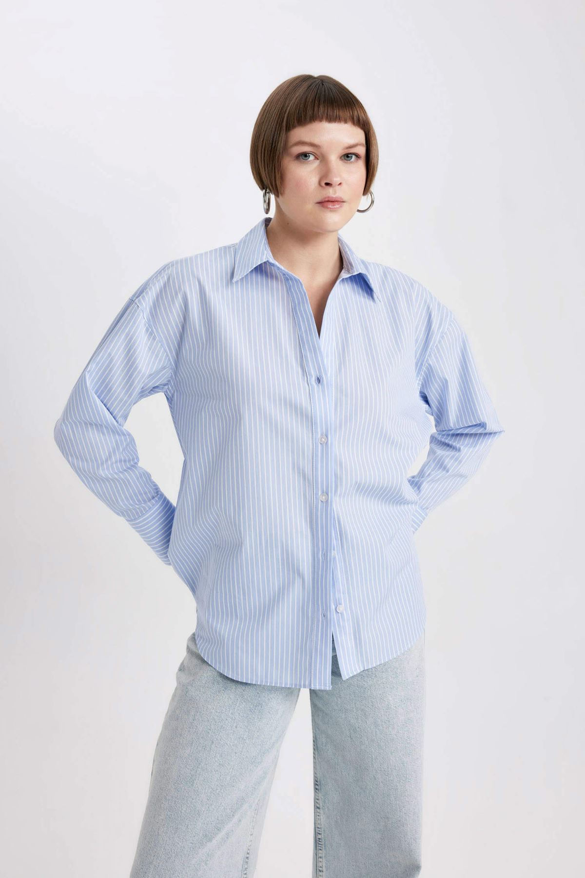 Defacto Kadın Mavi Gömlek - W7702AZ/BE526