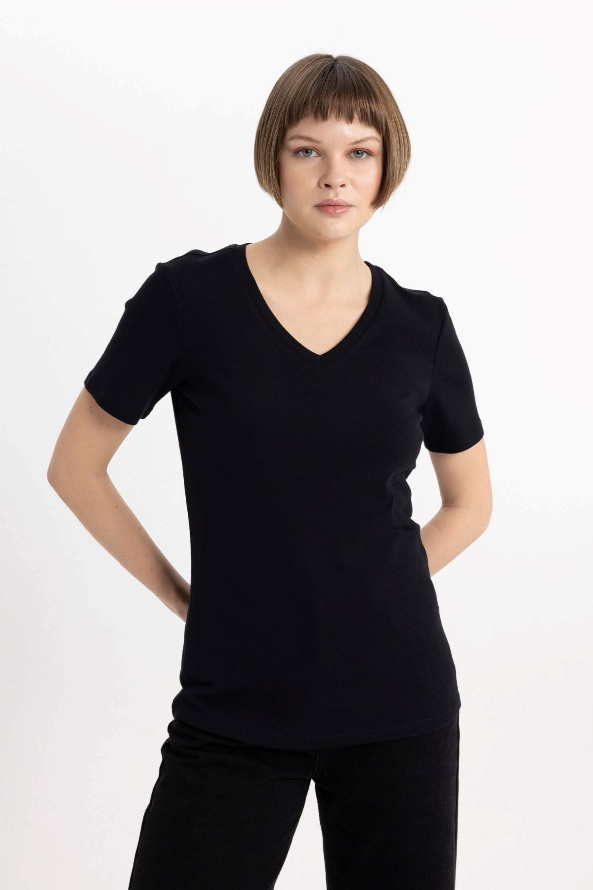 Defacto Kadın Siyah Tişört - I1080AZ/BK81