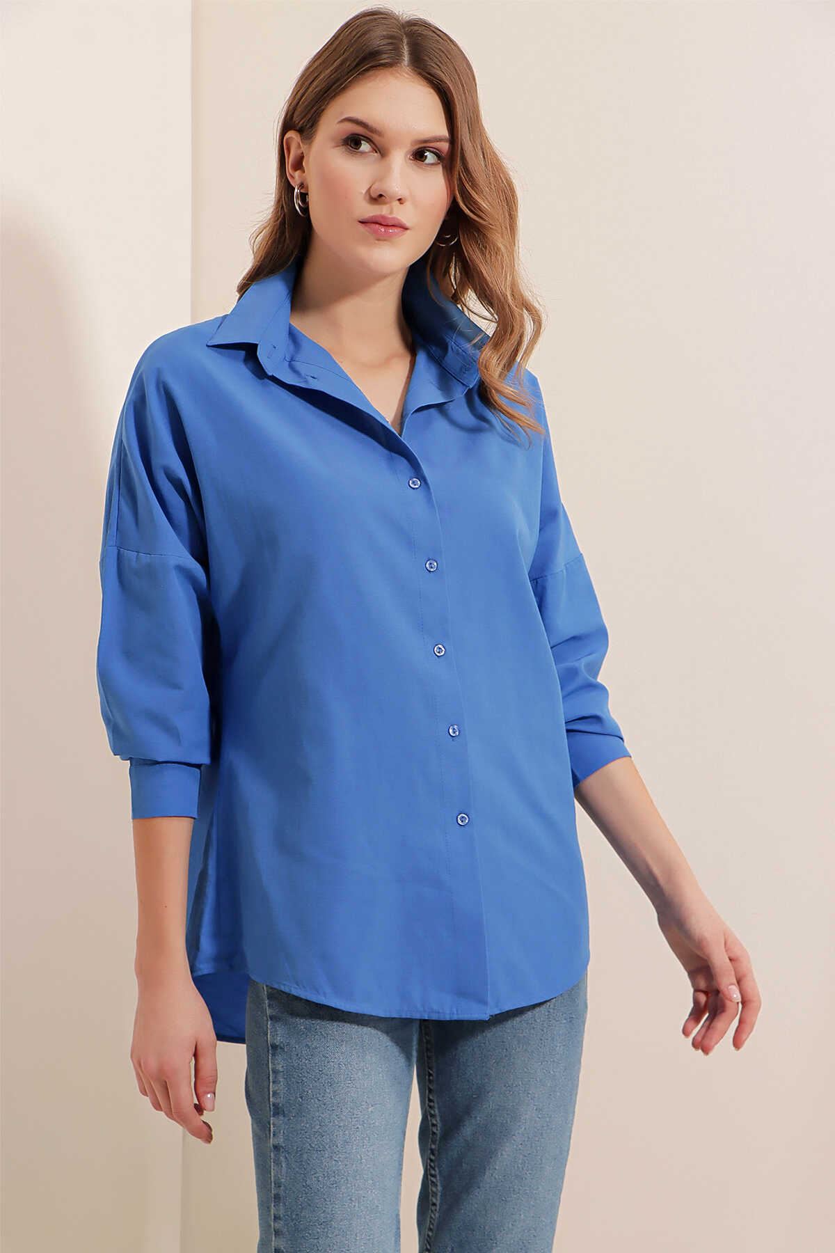 Giyinsen Kadın Mavi Gömlek - 24YM21000011