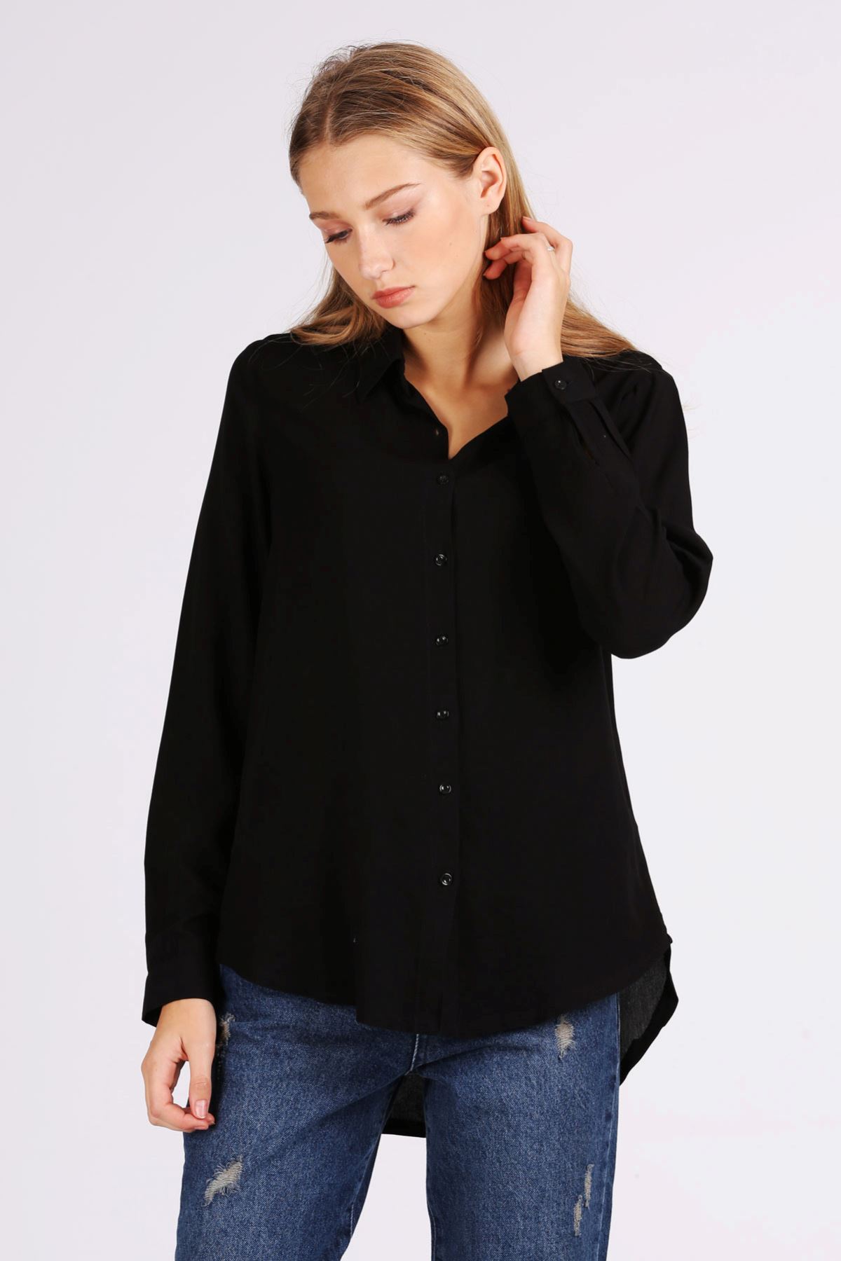 Giyinsen Kadın Siyah Gömlek - 24YM21000016