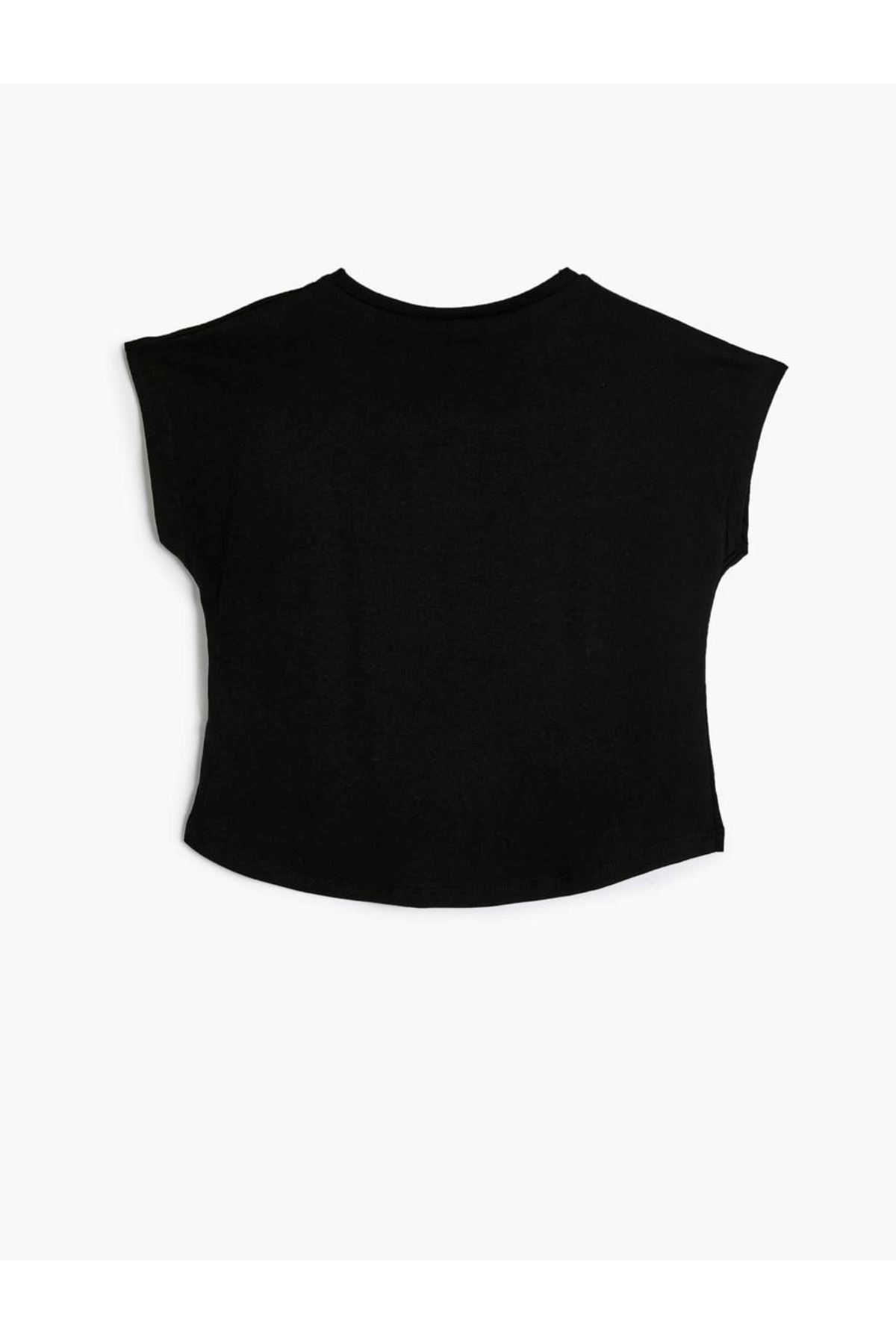 Koton Kız Çocuk Siyah Tişört - 4SKG10020AK