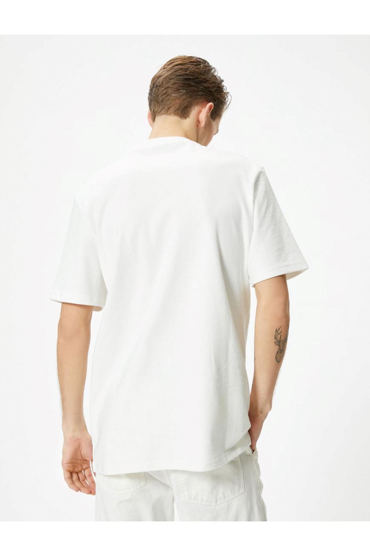 Koton Erkek Beyaz Tişört - 4SAM10034HK