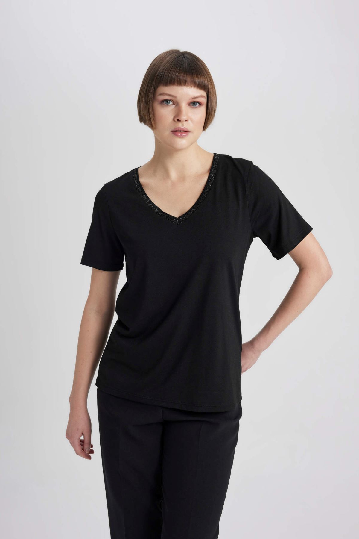 Defacto Kadın Siyah Tişört - K5057AZ/BK81