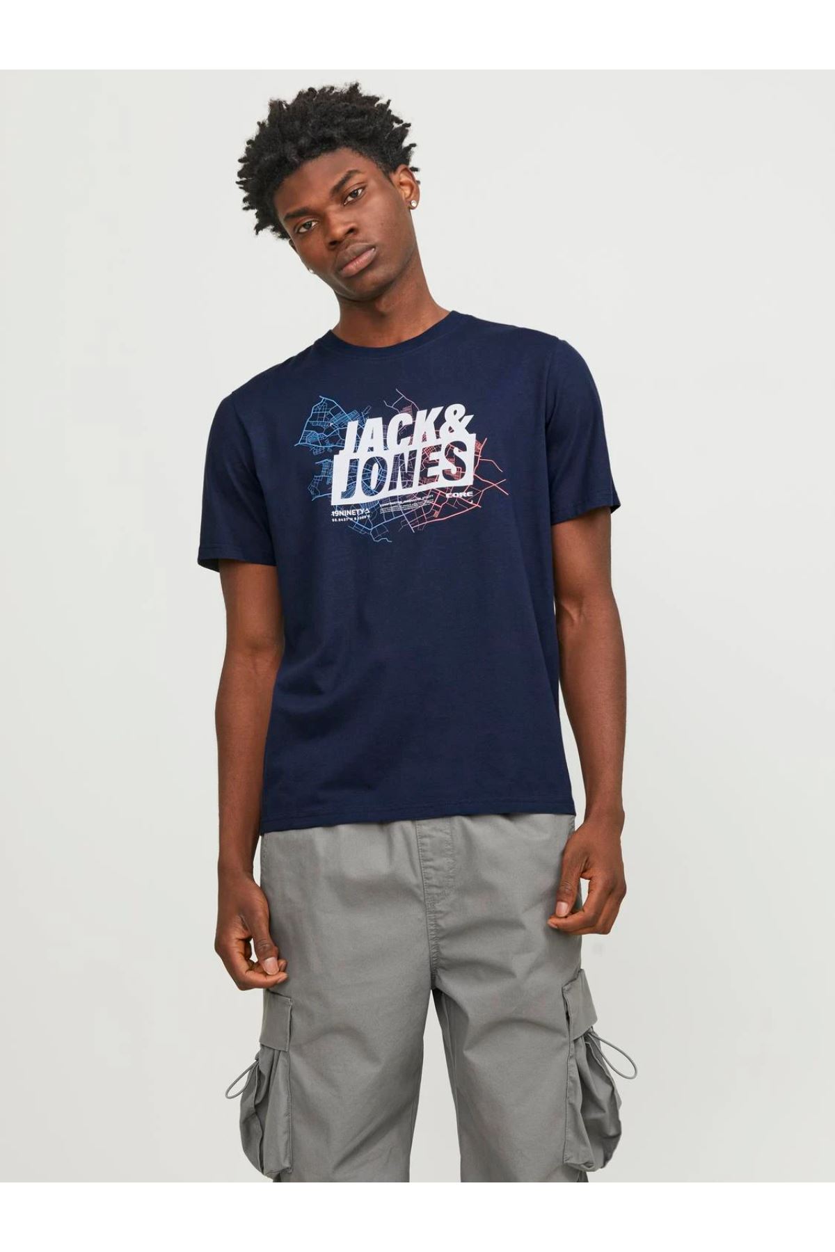 Jack & Jones Jcomap Logo Tee Ss Crew Neck Sn Erkek Lacivert Tişört - 12252376
