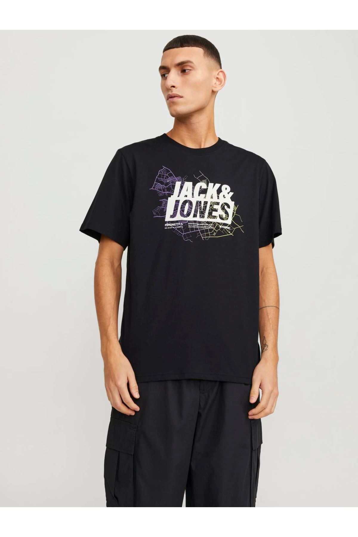Jack & Jones Jcomap Logo Tee Ss Crew Neck Sn Erkek Siyah Tişört - 12252376