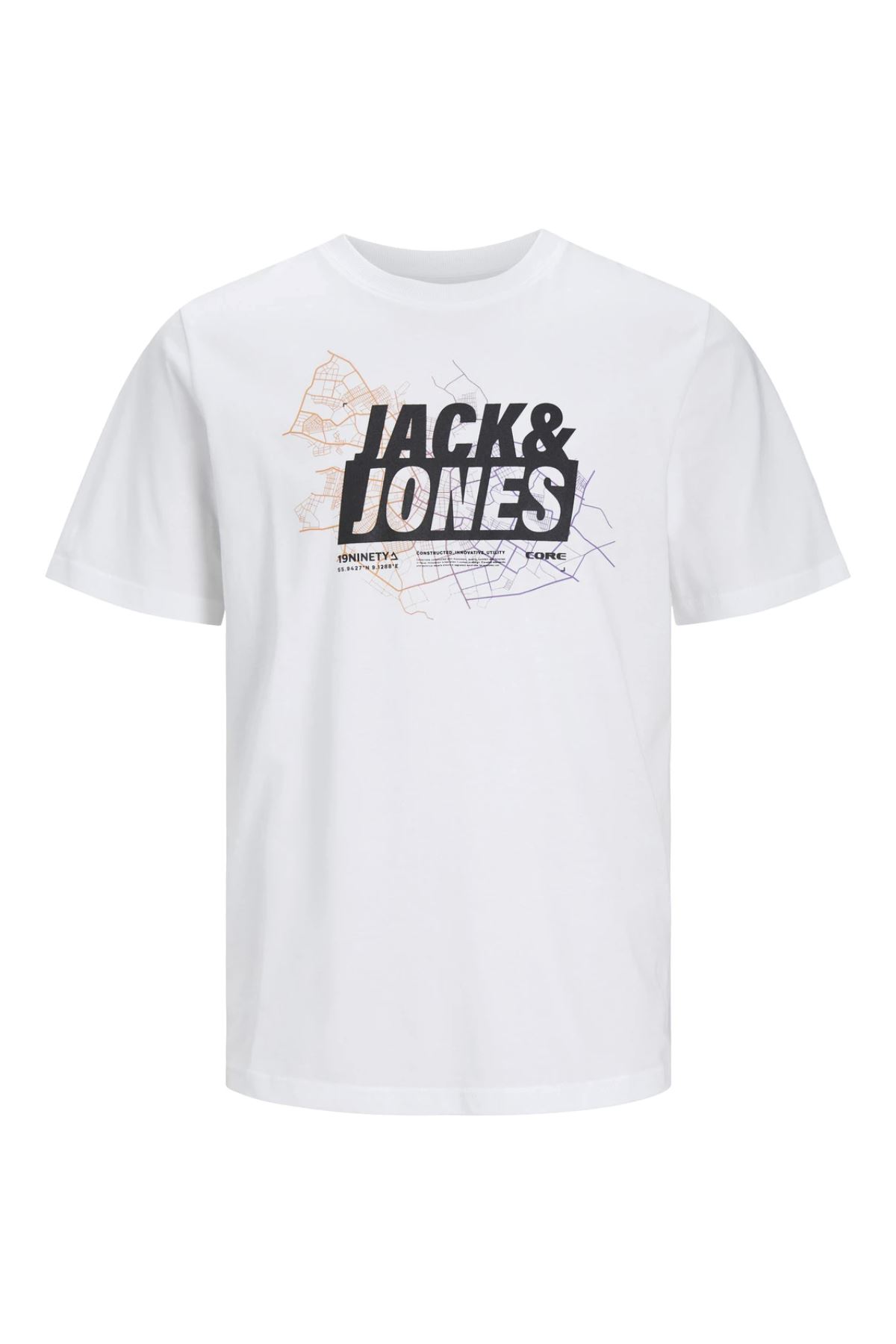 Jack & Jones Jcomap Logo Tee Ss Crew Neck Sn Erkek Beyaz Tişört - 12252376