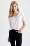 Defacto Kadın Beyaz Tişört - W9578AZ/WT34